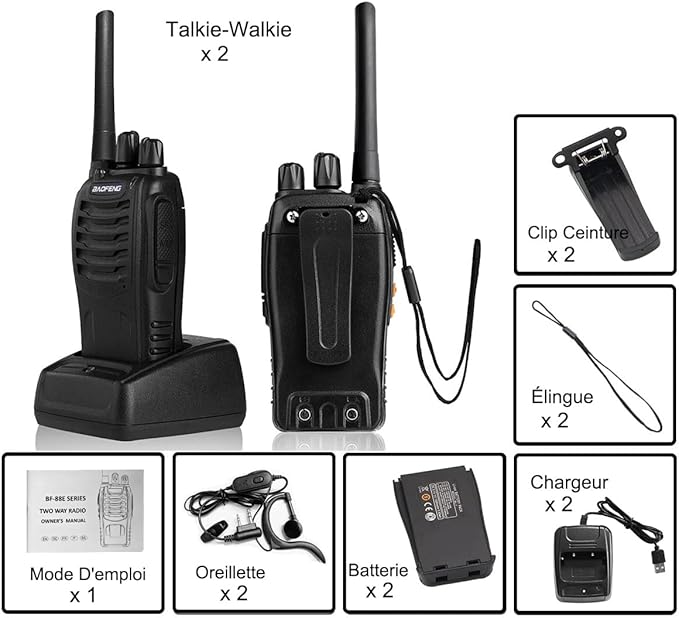 Talkie walkie de chasse Baofeng vue de face