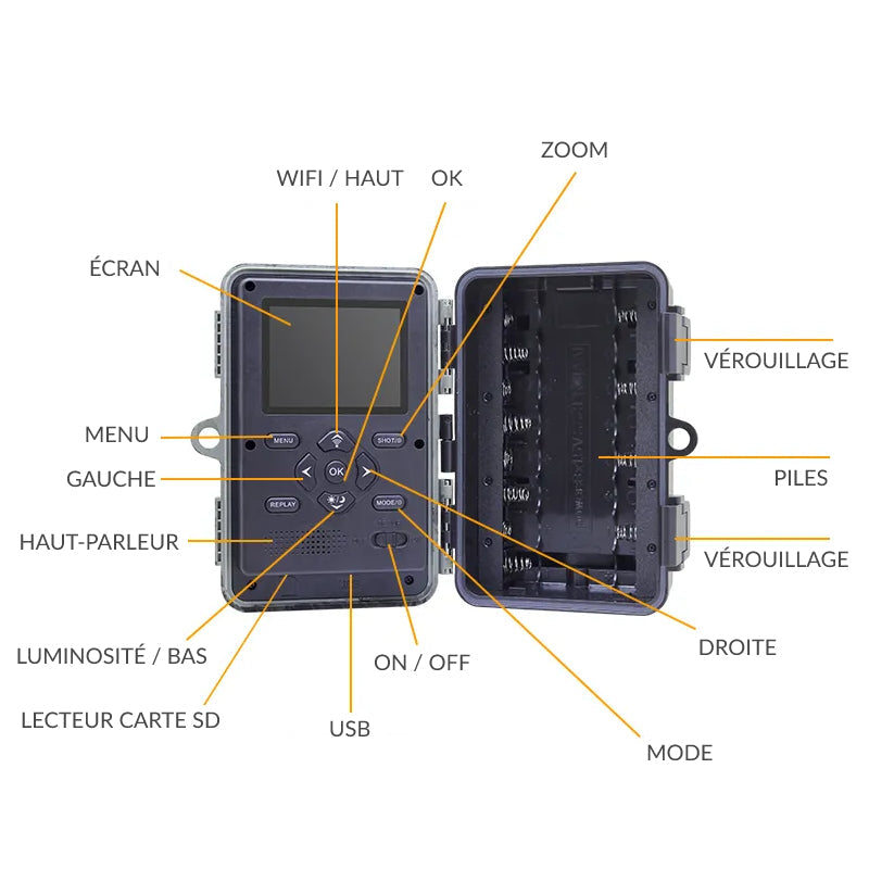 caméra de chasse solaire panneau solaire intégré