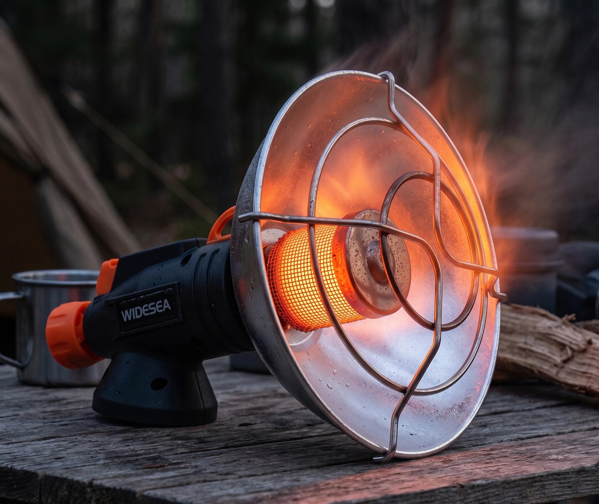 chauffage de camping portable widesea allumé