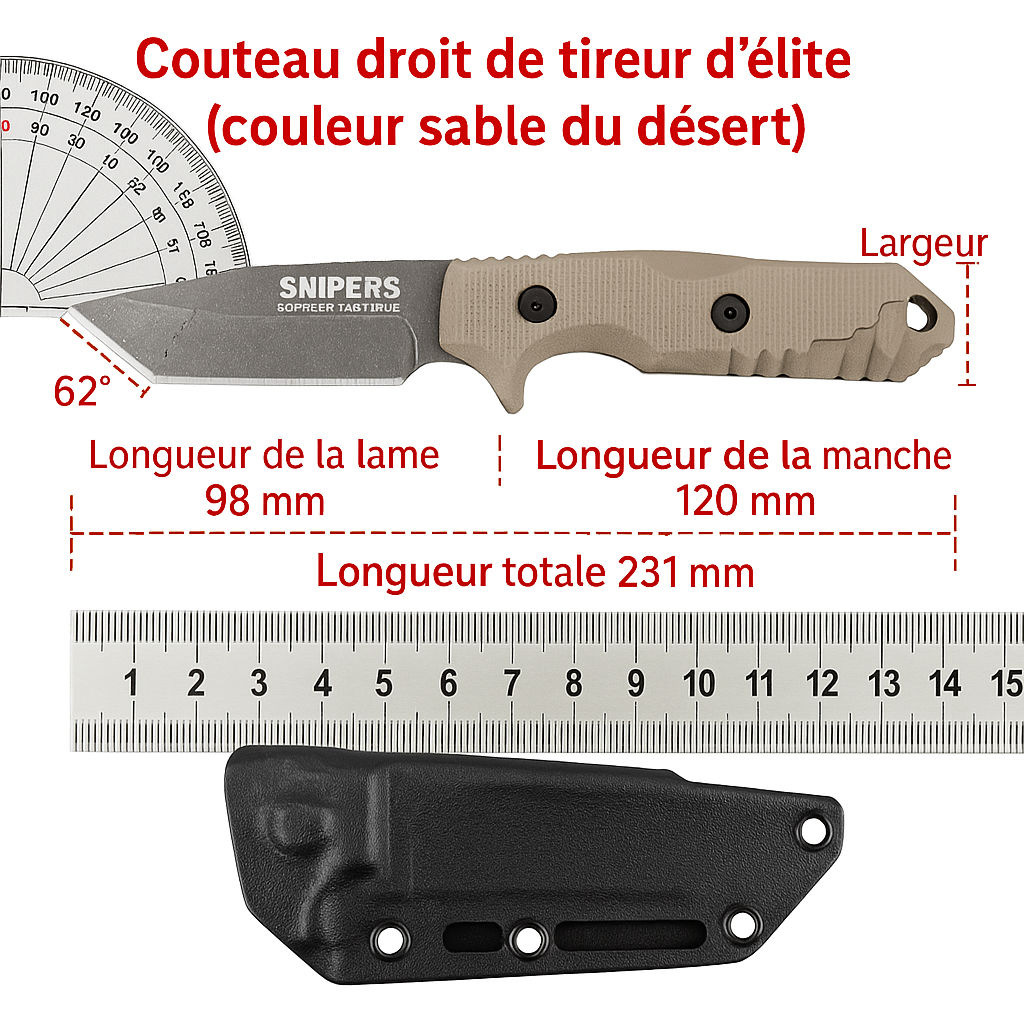 couteau à lame fixe avec étui