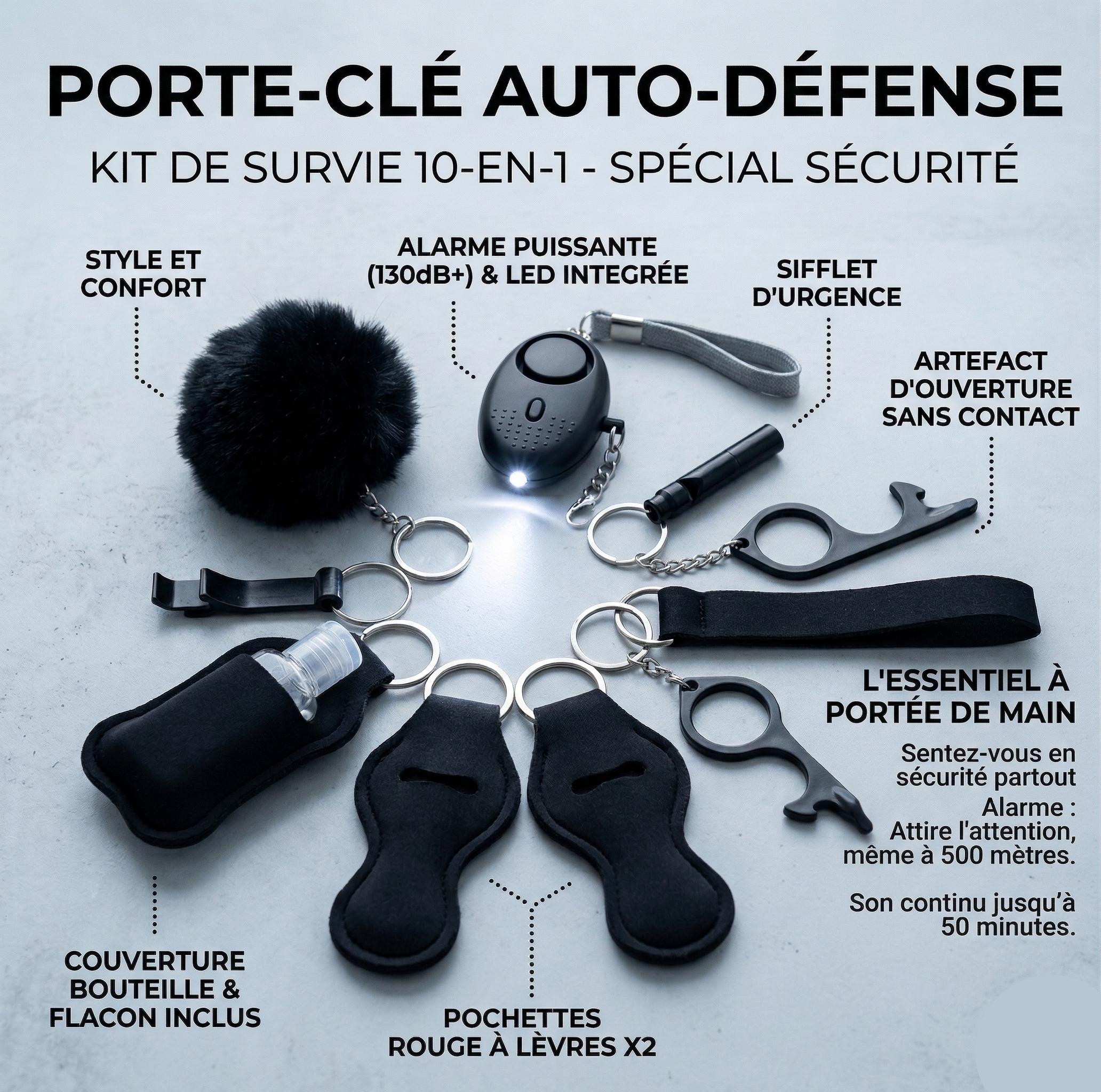 porte-clé auto-défense en main