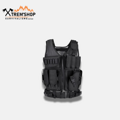 gilet tactique sans manche kaki vue de trois quarts
