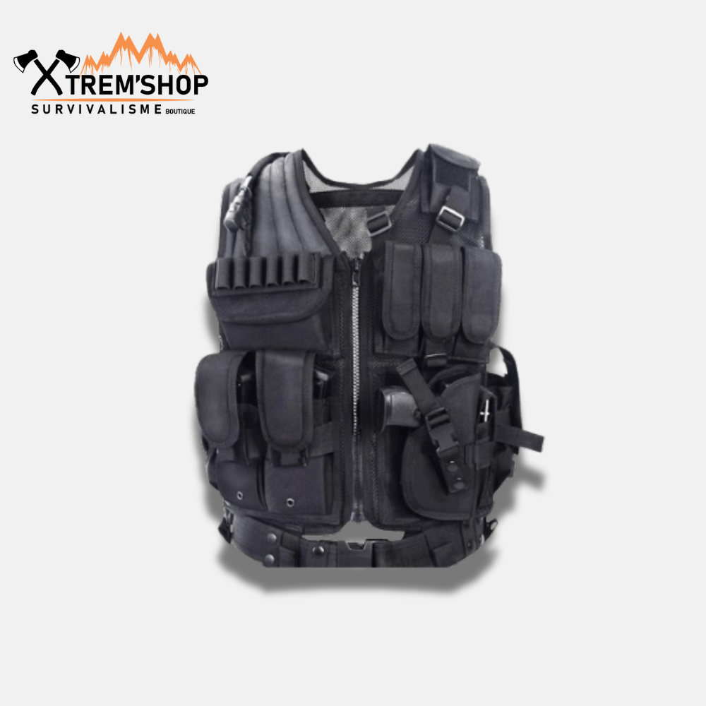 gilet tactique sans manche militaire vue de trois quarts