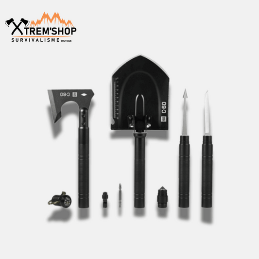 Hache tactique C60 et pelle multifonction de survie