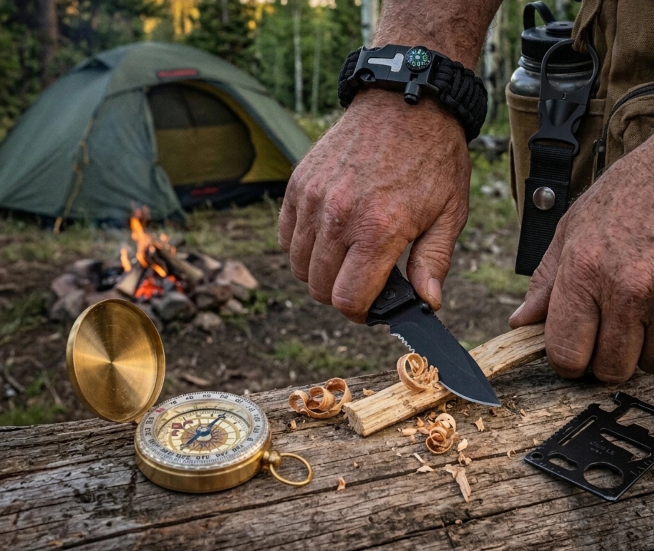 kit de survie camping hero premium fond sombre