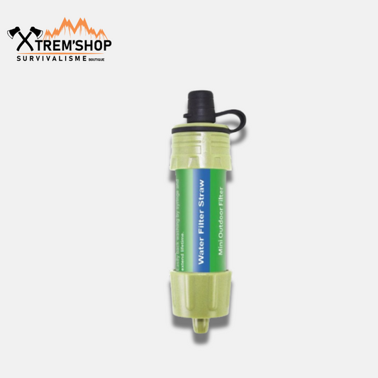 Paille filtrante eau d'urgence schéma de filtration