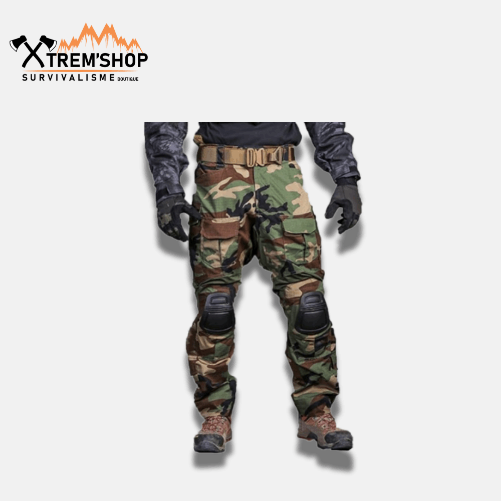 pantalon camouflage militaire de survie vue de face