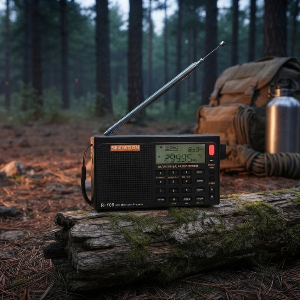 Radio à Batterie Radiwow R-108 posée en pleine nature