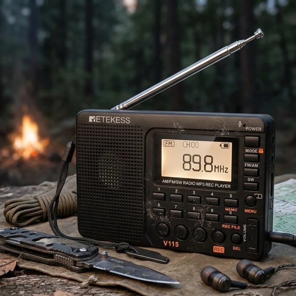 Radio V115 survie posée en pleine nature