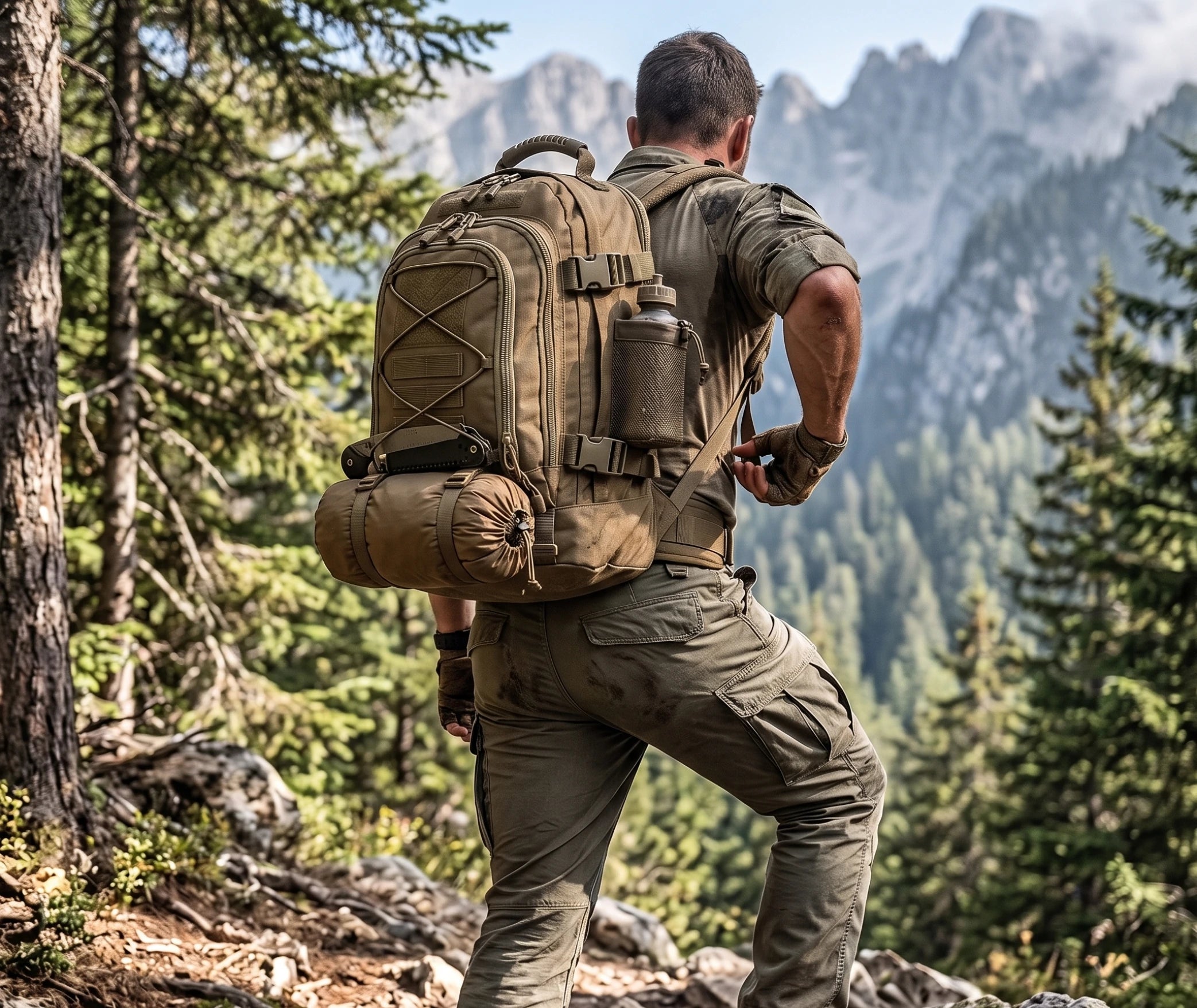 Sac à dos survivalisme 60L porté en mission