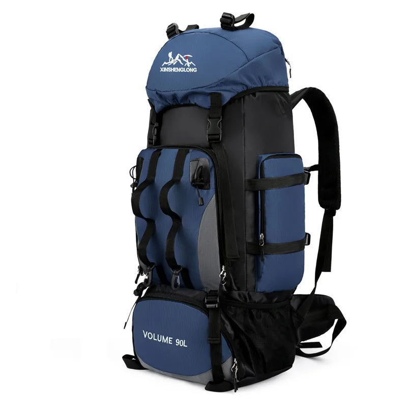 Sac à dos de randonnée 90L imperméable coloris bleu profond