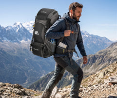 sac à dos de voyage 50l imperméable porté sur le dos