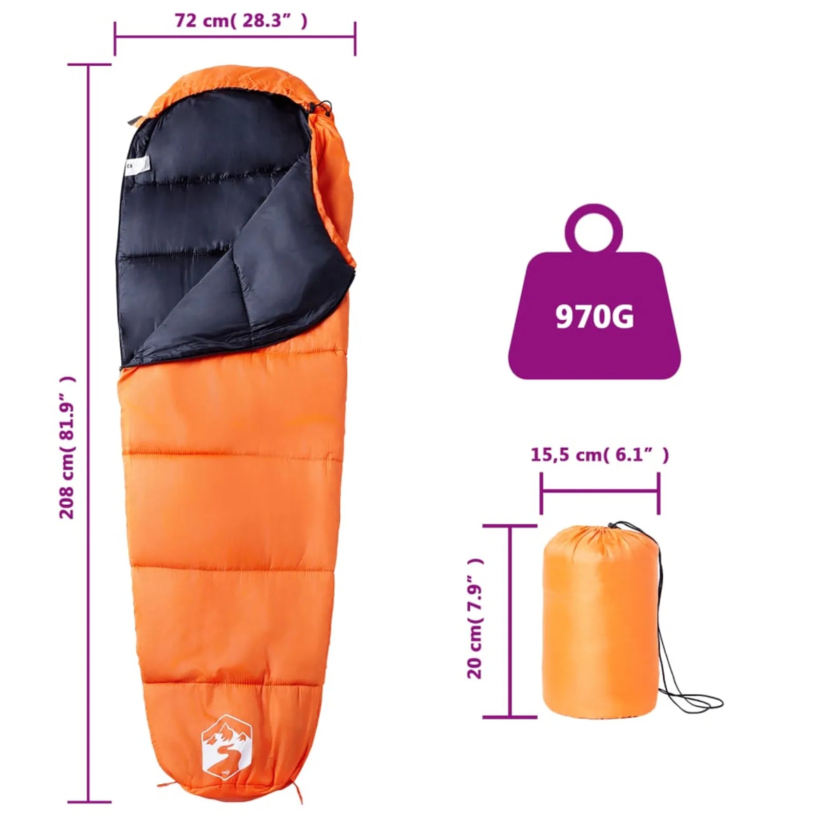 sac de couchage mummy coloris orange