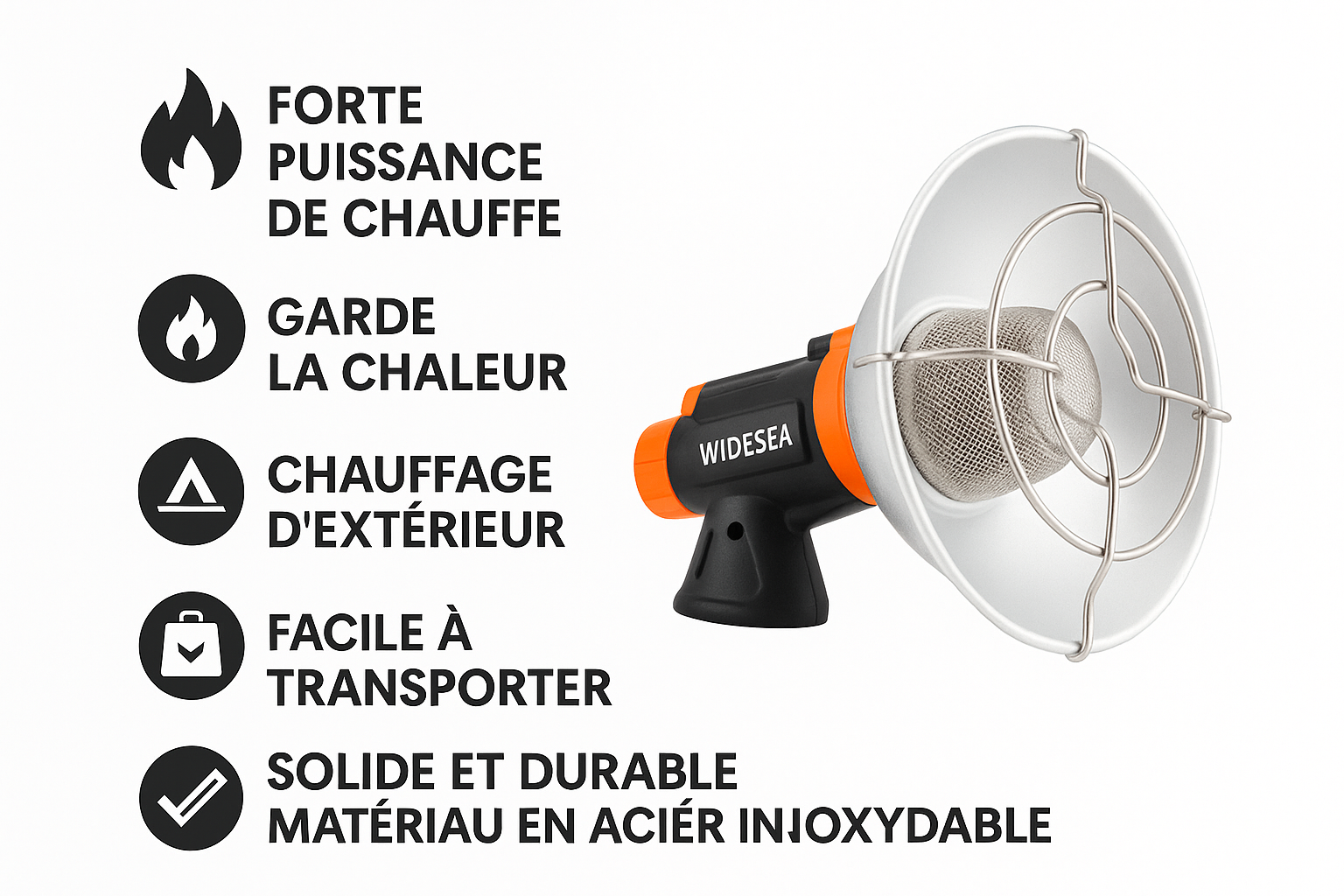 chauffage de camping portable widesea en situation