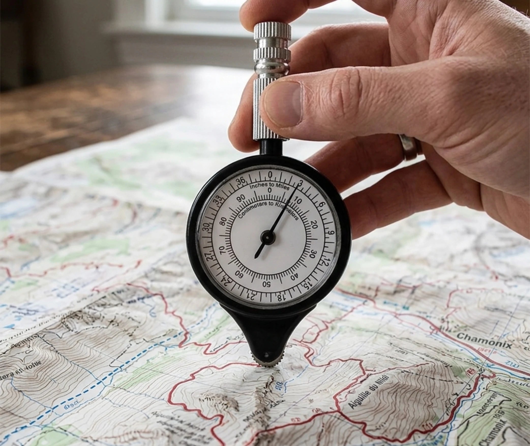 curvimètre en utilisation sur carte