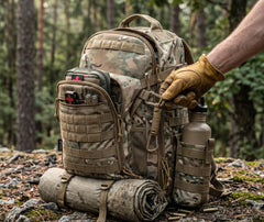 sac à dos de survivalisme porté sur le dos