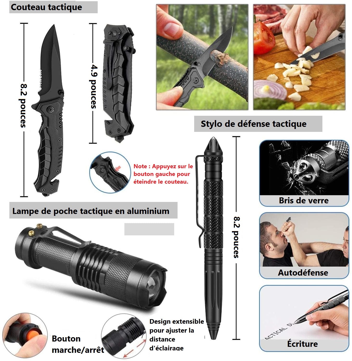 Kit de survie camping vue d'ensemble