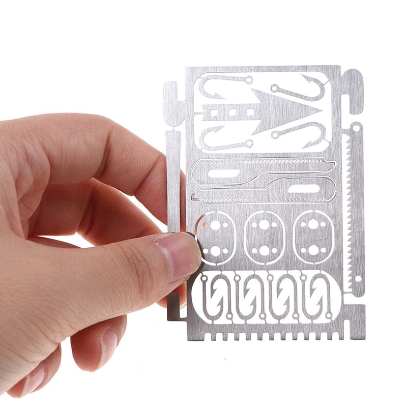 carte de survie 17 en 1 en acier inoxydable