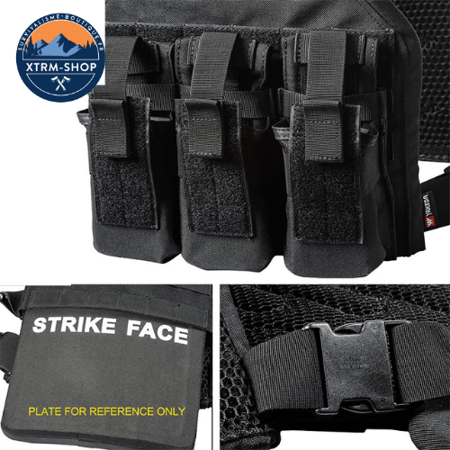 gilet tactique noir de sécurité détail des poches molle