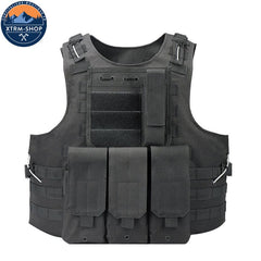 gilet tactique noir souple vue latérale
