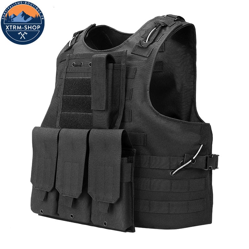 gilet tactique noir souple coloris noir