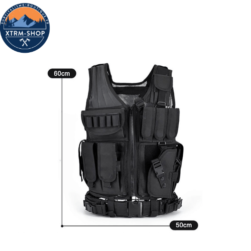gilet tactique sans manche kaki vue latérale