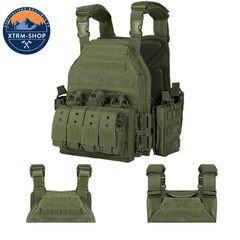 gilet tactique vert de combat vue latérale