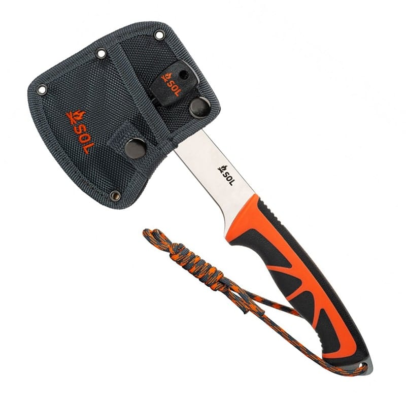 hache de survie sol stoke camp hatchet avec étui de transport