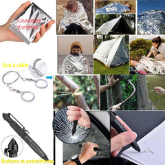 Kit de survie camo 13 en 1 vue d'ensemble