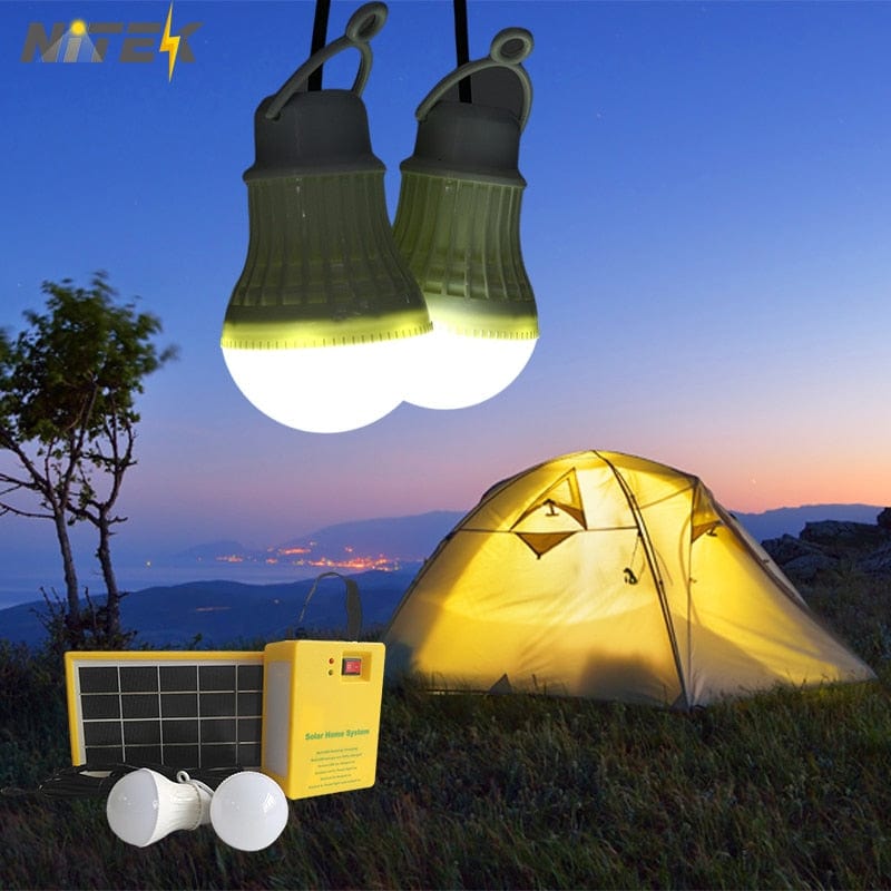 kit lumière solaire de camping avec panneau