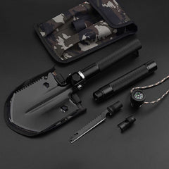 pelle tactique de survie noire avec étui