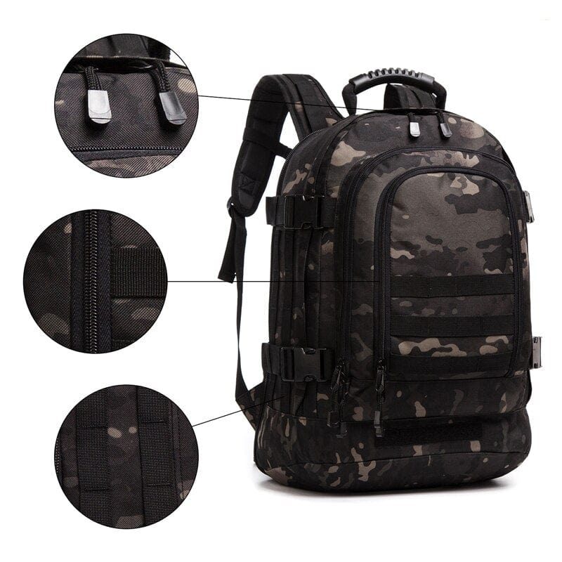 sac à dos survivalisme 50l compartiments ouverts