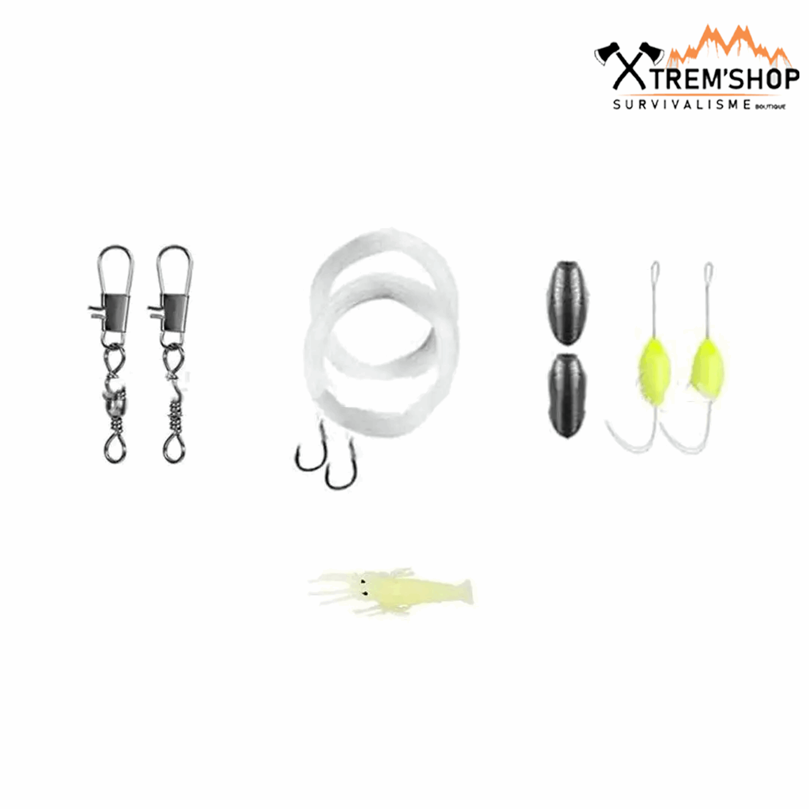 kit de pêche spécial survie vue de face