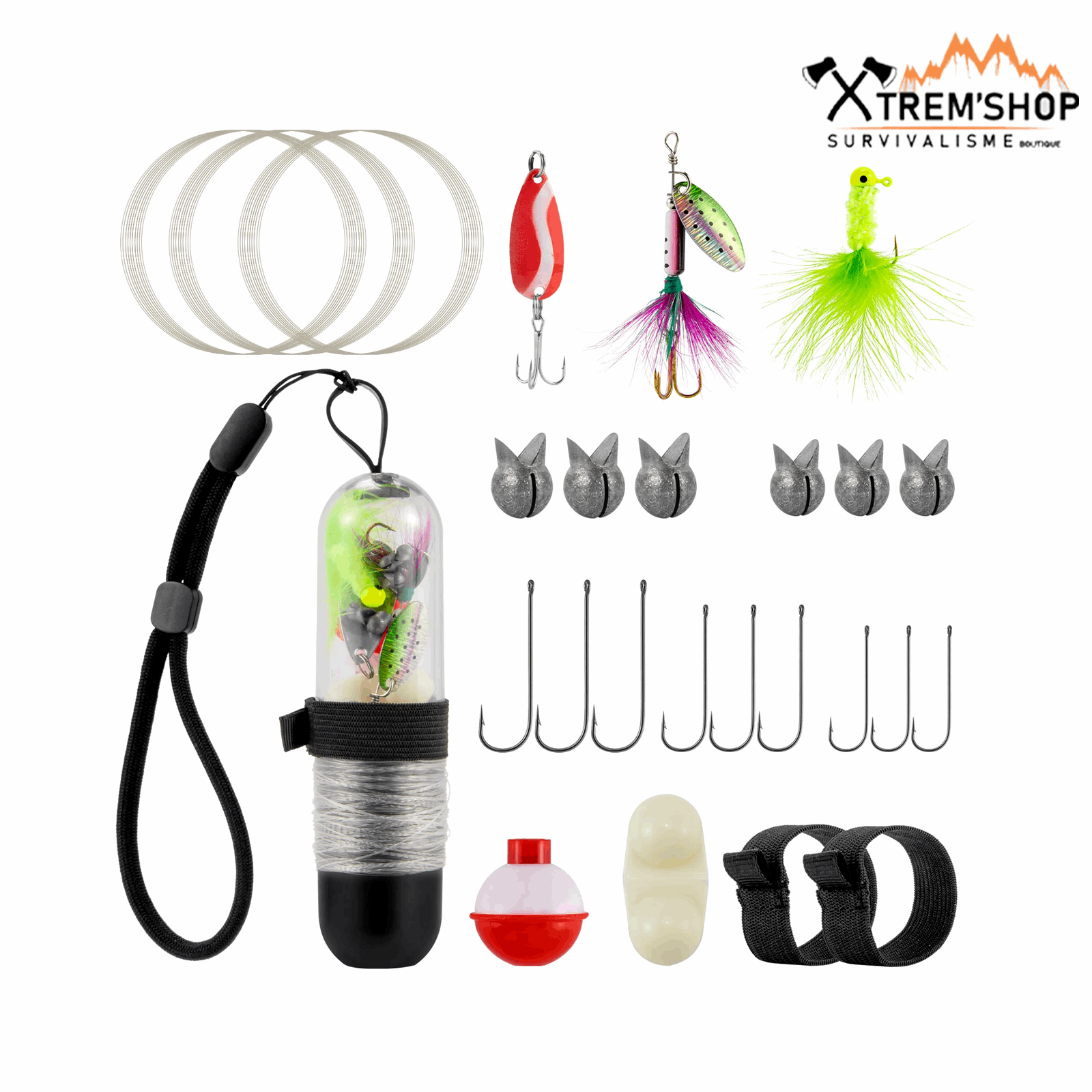 kit de pêche 25 pièces vue de face