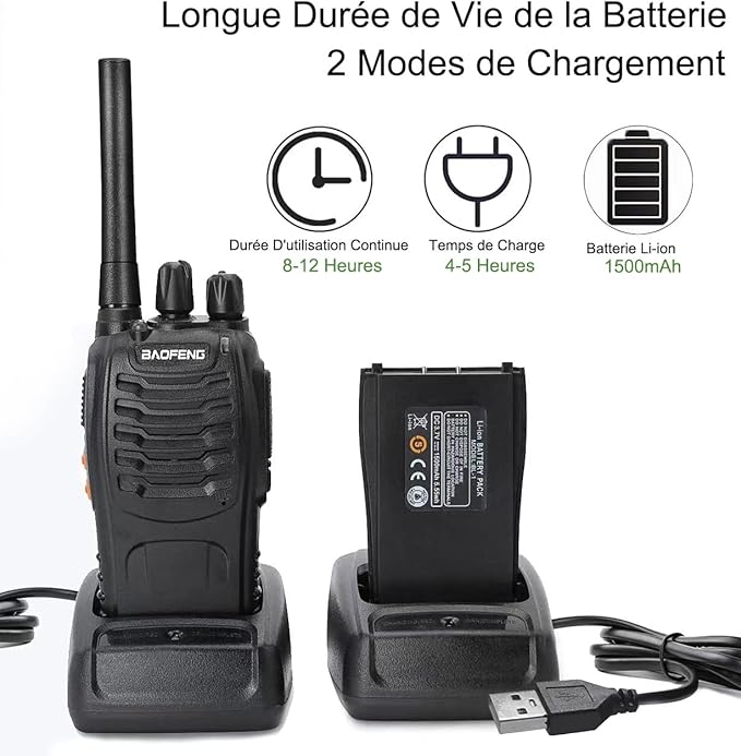 Talkie walkie de chasse Baofeng avec antenne