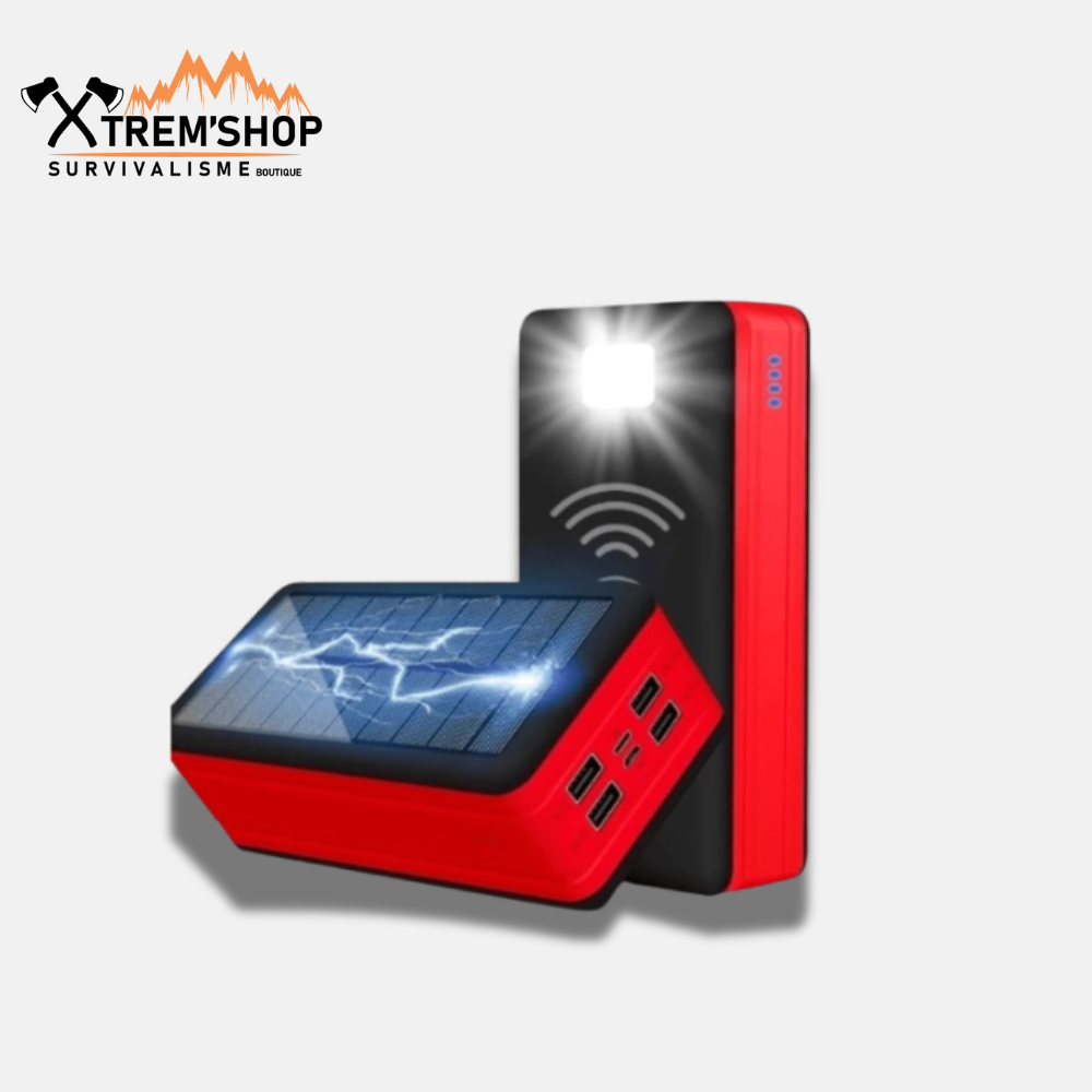 batterie solaire de secours 2 en 1 vue de face