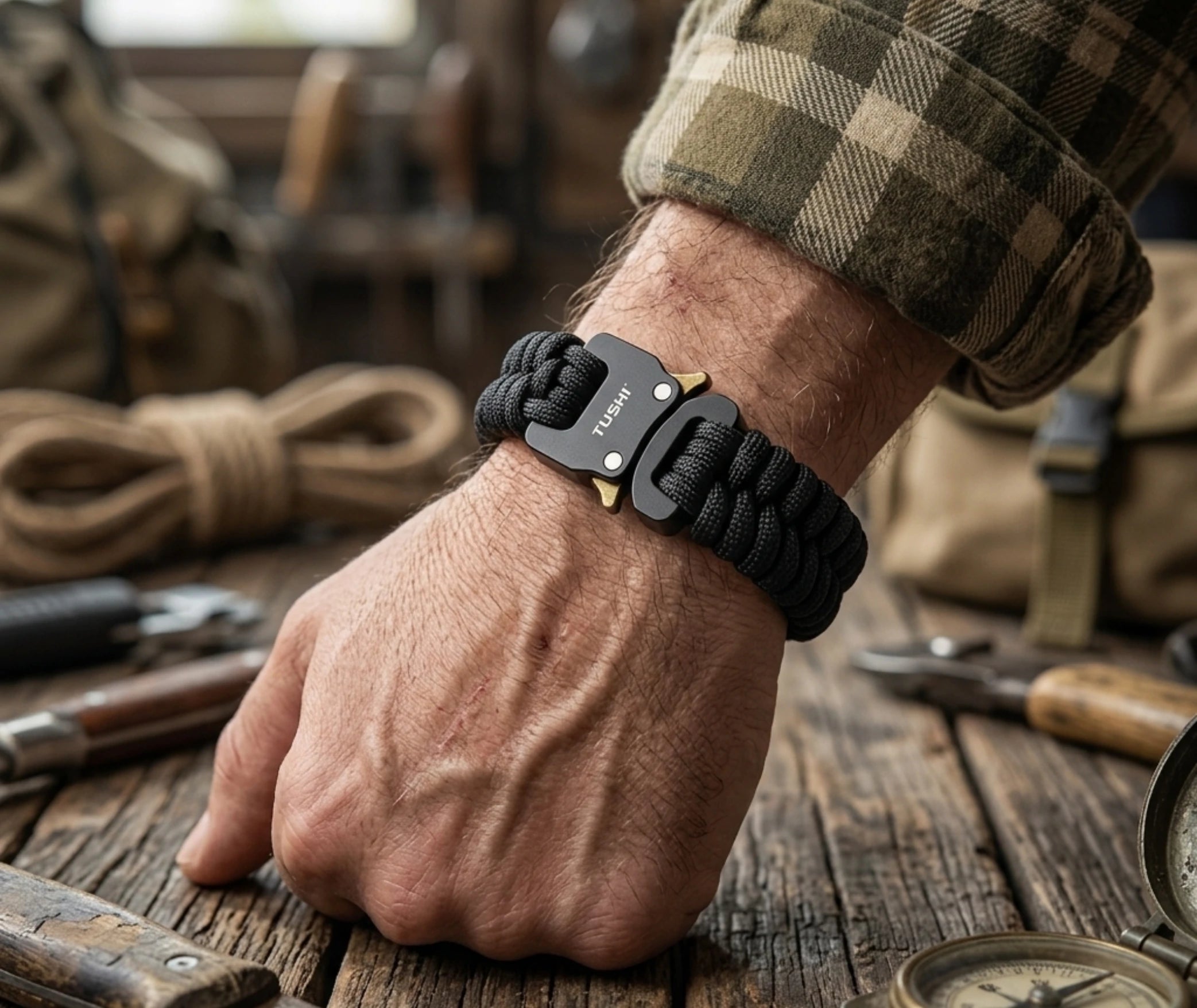 bracelet paracorde homme porté au poignet