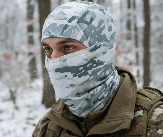 cagoule camouflage multifonction portée de profil