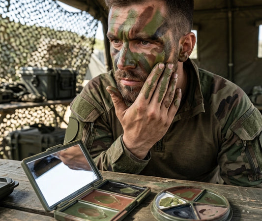 camouflage militaire visage en application