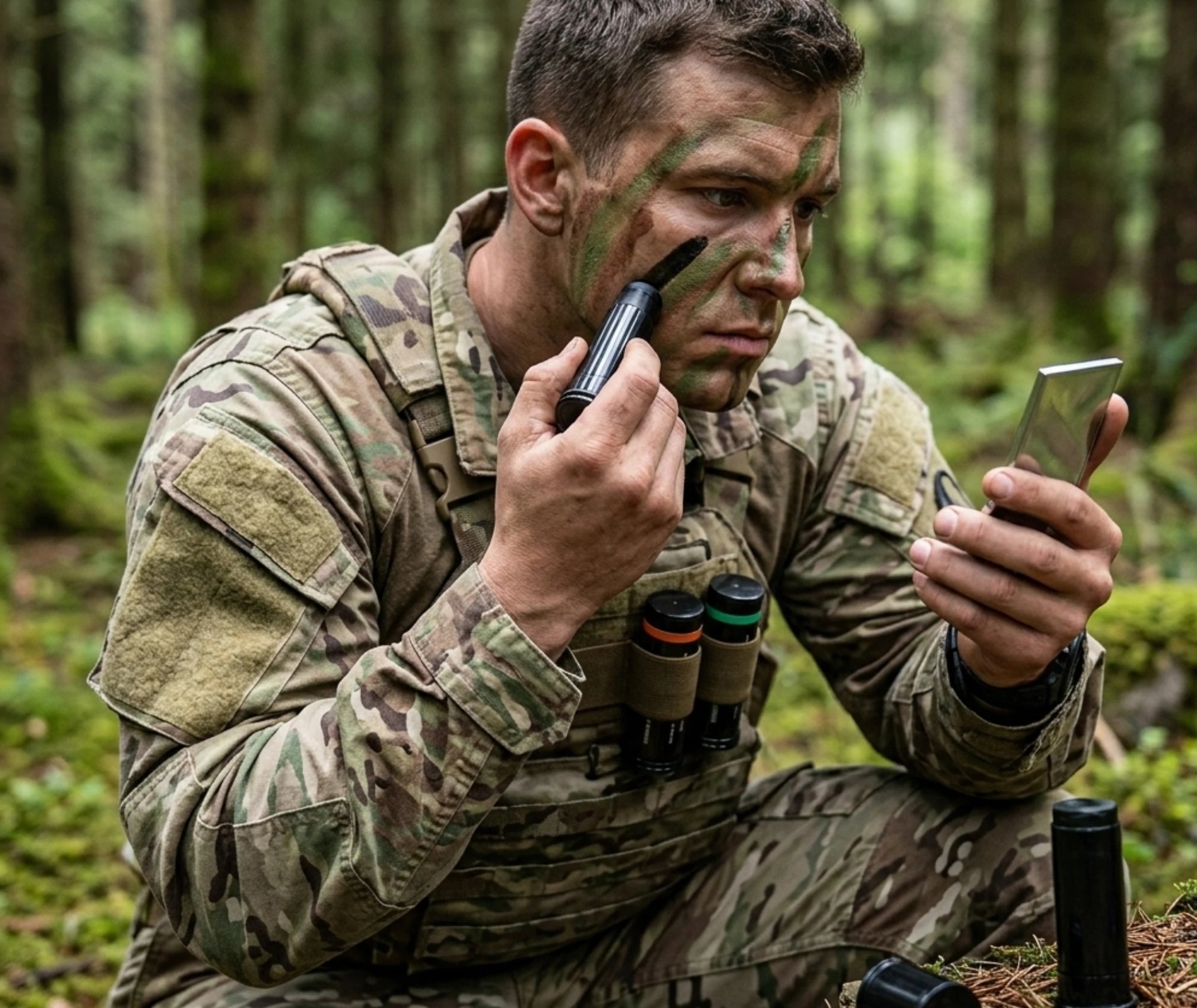 crème de camouflage militaire survie vue détaillée