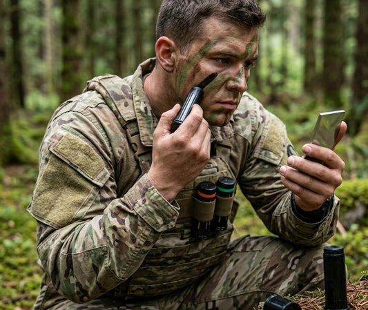 crème de camouflage militaire survie vue détaillée
