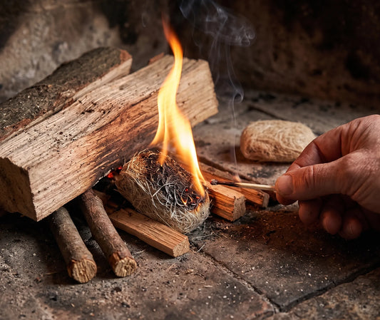 Fibre de bois allume-feu en situation outdoor