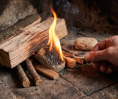 Fibre de bois allume-feu en situation outdoor