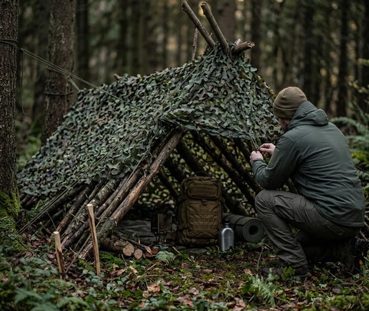filet de camouflage de survie déployé