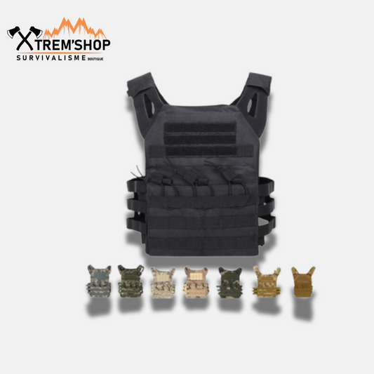 gilet tactique noir molle vue de face