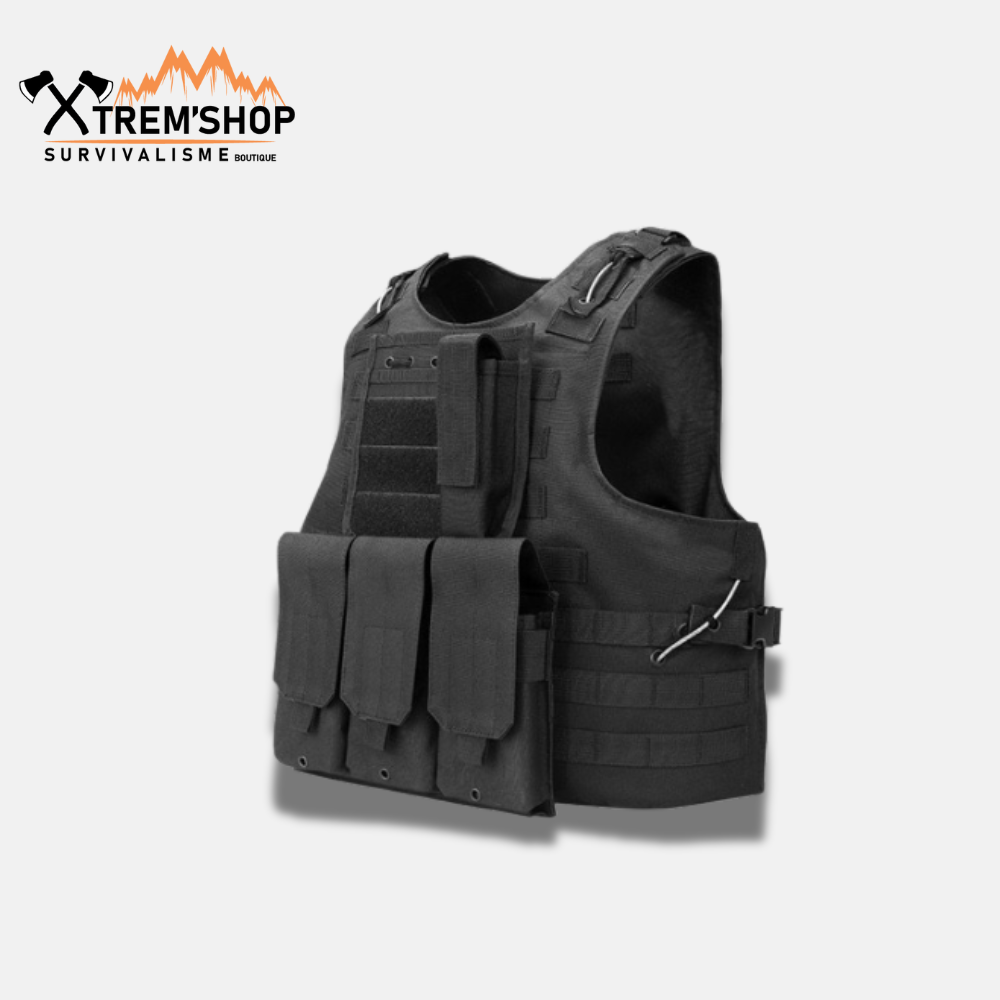 gilet tactique noir souple vue de face