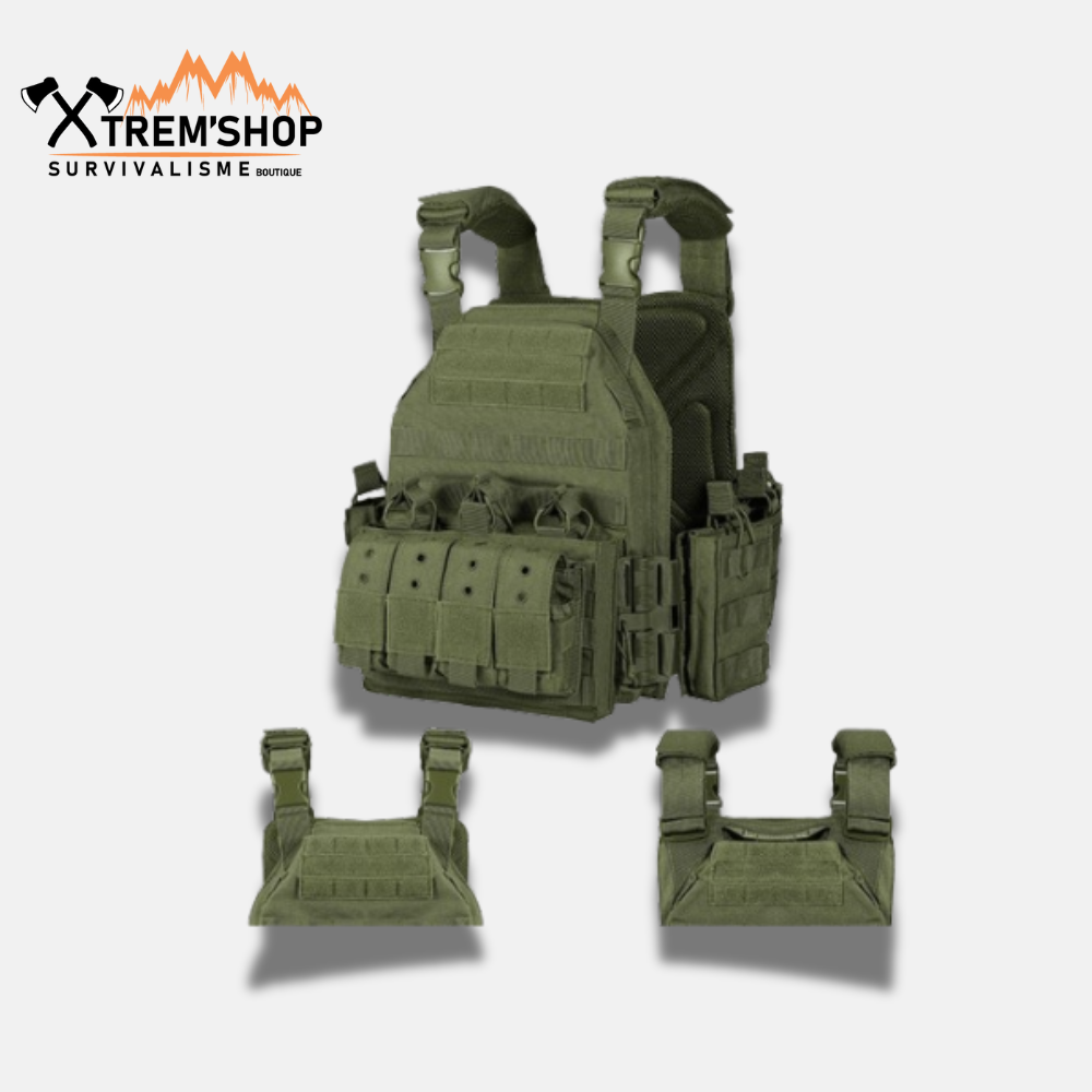 gilet tactique vert de combat vue de face