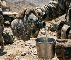 gourde militaire camouflage avec boussole mousqueton