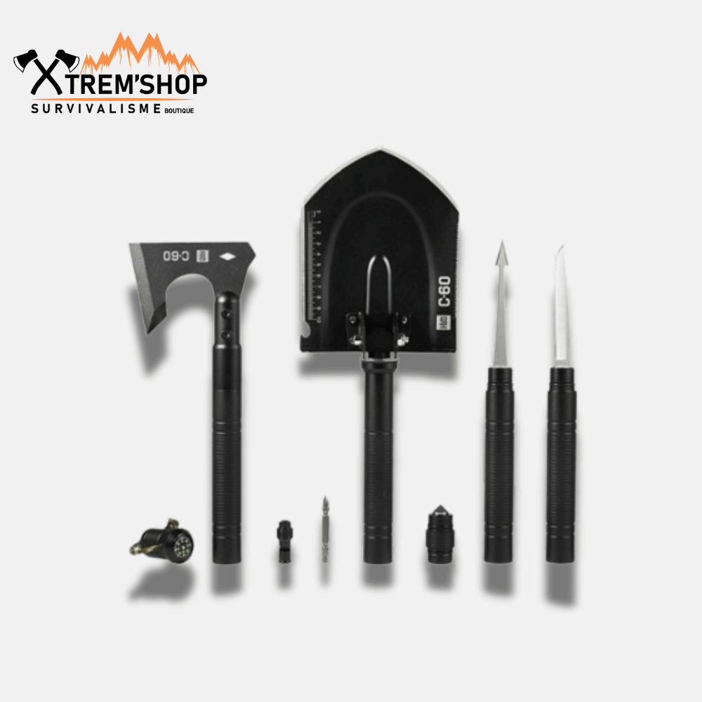 Hache tactique C60 et pelle multifonction de survie
