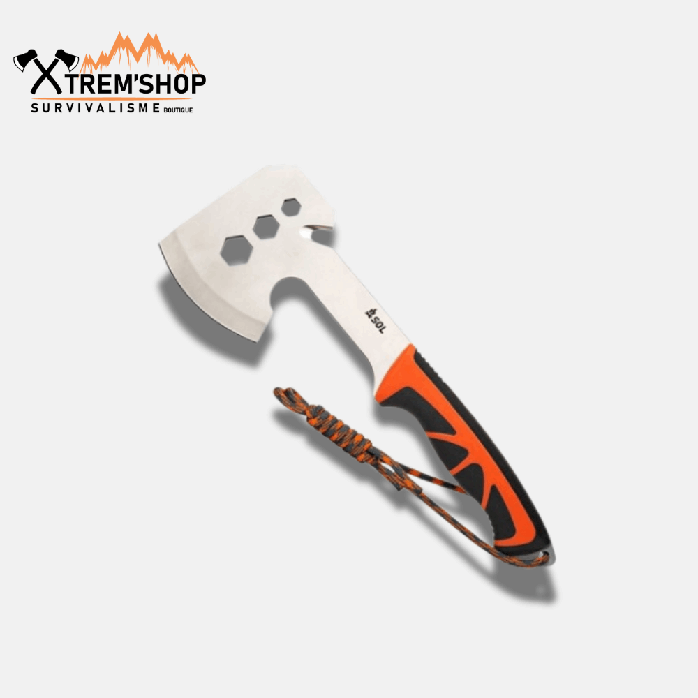hache de survie sol stoke camp hatchet vue de face